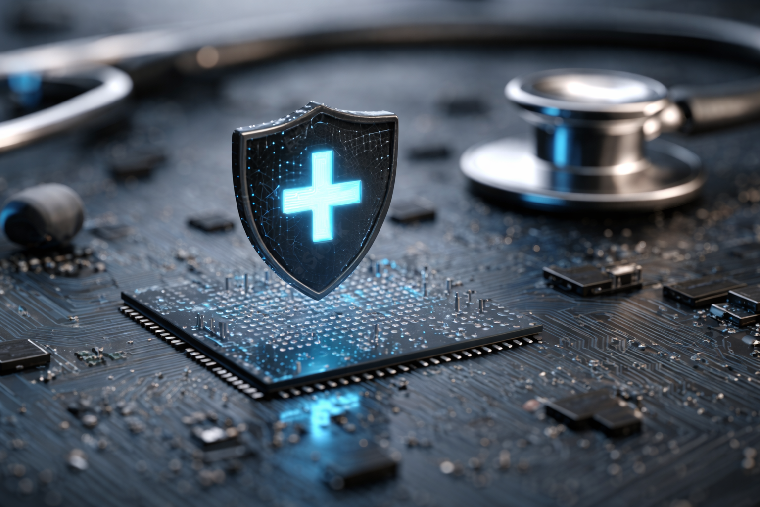 conceito de uso de placa de circuito eletrônico em health care placa de circuito, representando a tecnologia da saúde